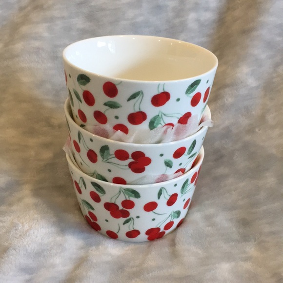 Cherry Ramakins Custard Dishes Porcelain Set 3  NWT 3.75” X 2.25” - Picture 7 of 7